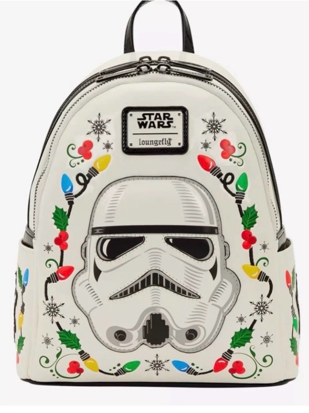 Loungefly White Stormtrooper Holiday Mini Backpack with Multicolor Lights